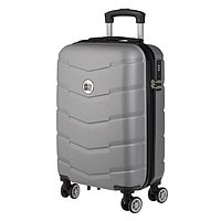 Valiza Troler gri Metalizat cu Dungi Reliefate 33L 35x21x55.5 cm