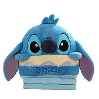 SET: Stitch Perna + Patura din Plus pentru Copii, 40 CM, albsastru