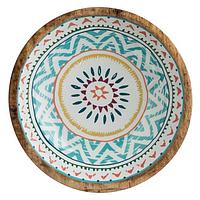 Bol din lemn, interior emailat, multicolor, aztec, Ø25x8cm - 540ml