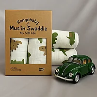 Set 2 paturi din muselina, 70% bambus si 30% bumbac, multicolor, 120x110cm