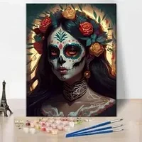 Pictura pe panza numerotata 40x50 cm, vopsea acrilica, pensule, suporti atarnare, Fata schelet