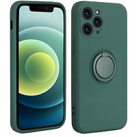 Husa protectie Flippy compatibila cu Samsung Galaxy A71 Liquid Silicone Ring cu suport rotativ Verde