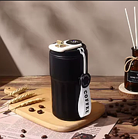 Cana termos cu afisaj LED, Kondo, 460 ml, otel inoxidabil, pereti dubli, negru