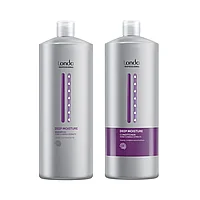 Pachet pentru par uscat, Londa Professional, Sampon Deep Moisture 1000ml + Balsam Deep Moisture 1000ml