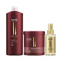 Pachet pentru par uscat, Londa Professional, Sampon Velvet oil 1000ml + Tratament Velvet oil 750ml + Velvet