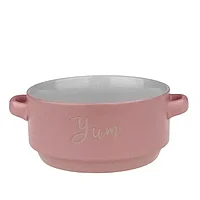 Bol din ceramica cu scris soup .13X6 cm roz1