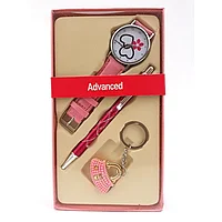 Set format din breloc din plastic, ceas si pix pentru dama, M4, 11X20 cm