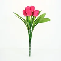 Buchet de lalele artificiale, pvc/textil 40cm rosu