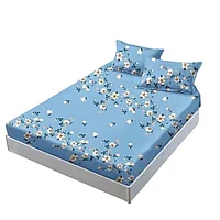 Husa de pat si fete de perna, Finet, 3 piese, 1 persoana, imprimeu Flori Albe, 140x200cm, Multicolor
