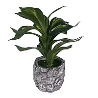 Ghiveci din ceramica cu flori cu frunze mari din plastic, M3,13X19 cm