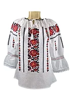 Ie Dama, Model Traditional Trandafiri Multicolor, Bumbac, Maneca Lunga, Marime S