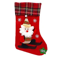 Set 12 bucati Decoratiune pentru Craciun, din material textil, in forma de cizma,24x38cm