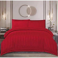 Lenjerie de pat dublu, Uni, Damasc, 4 piese, 2 persoane, 180X200cm, Rosu