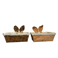 Cos Dreptunghiular de Paste cu Urechi de Iepure, 20x15 cm, maro