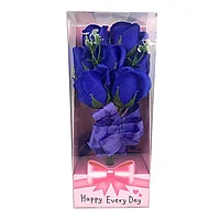 Buchet format din cinci trandafiri de sapun/ spuma, ambalat in cutie tiplata, M1, 10X25 cm