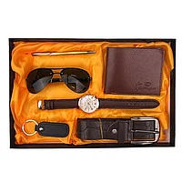 Set Barbati, 6 piese, Portofel/Breloc/Pix/Ceas/Ochelari/Curea, 32x21cm, M1