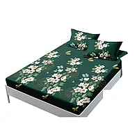 Husa de pat si fete de perna, Finet, 3 piese, 1 persoana, 140x200cm, imprimeu Flori Albe, Multicolor