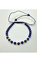 Bratara pe snur reglabil cu bile naturale din Lapis Lazuli si 9 bile din Aur de 14K