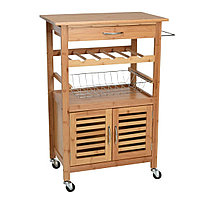 Dulap Bucătărie pe Roți 60x36x88 cm Design Modern, Lemn & Inox Excellent Houseware