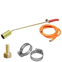 Arzator parlitor pe gaz dublu robinet, fara maneta, 2 m Furtun, 1 x Piulita inversa si 2x Coliere incluse