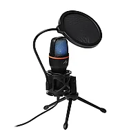 Microfon Gaming Led cu Suport cu Condensator ART cu Filtru Mecanic si Diafragma cu Trepied