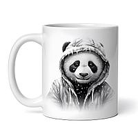 Cana alba personalizata, Urs Panda cu hanorac, INOVATIX®. 330ml