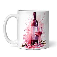 Cana alba personalizata,Sticla de vin si pahar cu vin rosu,INOVATIX®. 330ml