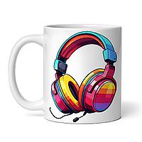 Cana alba personalizata,Casti cu fir si microfon,INOVATIX®. 330ml