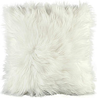 Perina decorativa alba, cu par lung, 60x60 cm