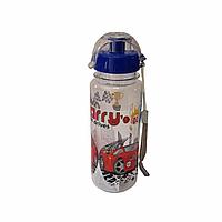 Sticla de apa cu desen pentru copii 500 ml, cu buton de deschidere, Albastru