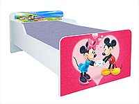 Pat Mickey si Minnie red, 180x80 cm, cu protectie si saltea inclusa
