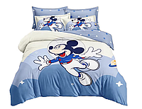 Lenjerie copii 6 piese Mickey Astronaut, Pat dublu, Bumbac Finet, Rezistenta ridicata la spalari, Usor de intretinut