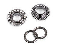 Ocheți cu strasuri, 10 mm interior/22 mm exterior - 2 Nichel negru 890178