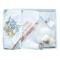 Trusou Botez Baieti, 6 piese, "Cu drag de la Nasi", Tom & Jerry, Alb-Bej