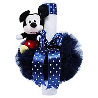 Lumanare de botez, Tulle si Plus, Mickey Mouse, 35x5cm, Bleumarin