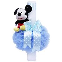 Lumanare de botez, Tulle si Plus, Mickey Mouse, 35x5cm, Albastru Deschis
