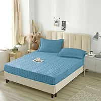 Husa si 2 fete perna, Cocolino, Sherpa Throw, Tricot, 3 Piese, 180x200cm, Albastru