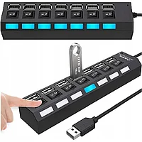 Hub USB RETOO TechConnect, 7 Porturi, USB 2.0, Compatibil USB 1.1, Viteza Pana La 480 Mbps, Alimentare Prin