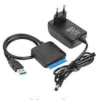 Adaptor USB 3.0 la SATA, pentru HDD/SSD 2.5/3.5 inch, 12V, 45cm, Negru