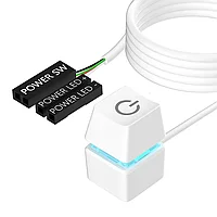 Buton Mecanic ON/OFF PC LED 7 Culori, Chucai, Oprire-Pornire Desktop, Gaming, Extensie Cablu 2M, Alb