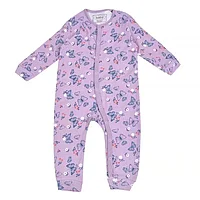 Salopeta din Bumbac pentru Bebelusi Ribbed Lila Fluturi Bleu 6-12 Luni