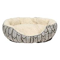 Pat Dreptunghiular cu Imitatie de Blana Fluffy Bej Gri pentru Caini 57x52x14cm