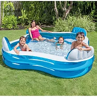 Piscina pentru familie cu scaune incorporate, Intex, Albastru / Alb, 230 x 230 x 66 cm