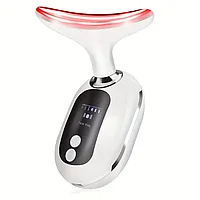 Instrument De Frumusete Pentru Gat, Masaj Fete Cu Trei Culori, Reincarcabil Prin USB, Alb