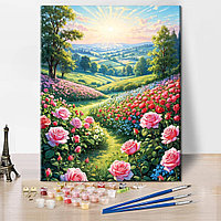 Pictura pe panza numerotata 40x50 cm, vopsea acrilica, pensule, suporti atarnare, Peisaj