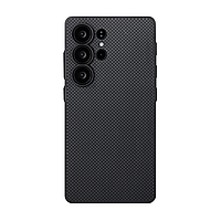 Husa Pitaka PIN Button, Aramida, pentru Samsung Galaxy S25 Ultra, Negru/Gri