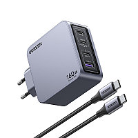 Set incarcator Nexode Pro si cablu USB-C, Ugreen, 160W, 120x120x25mm, Negru/Gri