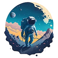 Set 8 bucati,Sticker Astronaut pe Marte,INOVATIX®. 6 cm