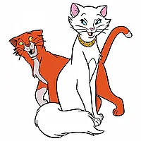 Set 8 bucati,Sticker The Aristocats Thomas O'Malley cucerind-o pe Ducesa,INOVATIX®. 6 cm