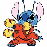 Set 8 bucati, Sticker Lilo and Stitch cu pistoale, INOVATIX®. 6 cm